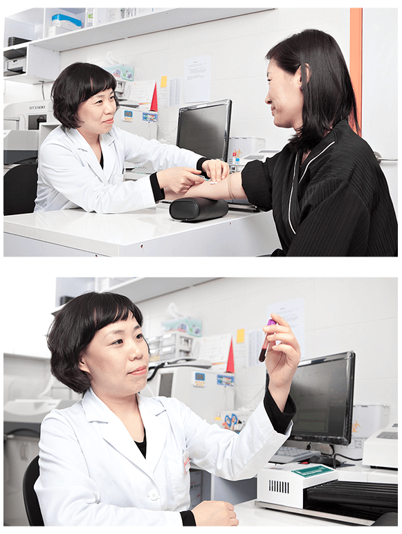 365mc clinical pathologist conducting pre-operative blood tests to assess patient health status