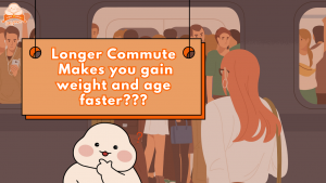 Infographic about commuting and its relationship to weight gain and aging.