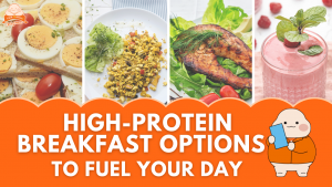Healthy high-protein breakfast ideas with yogurt, eggs, and salmon